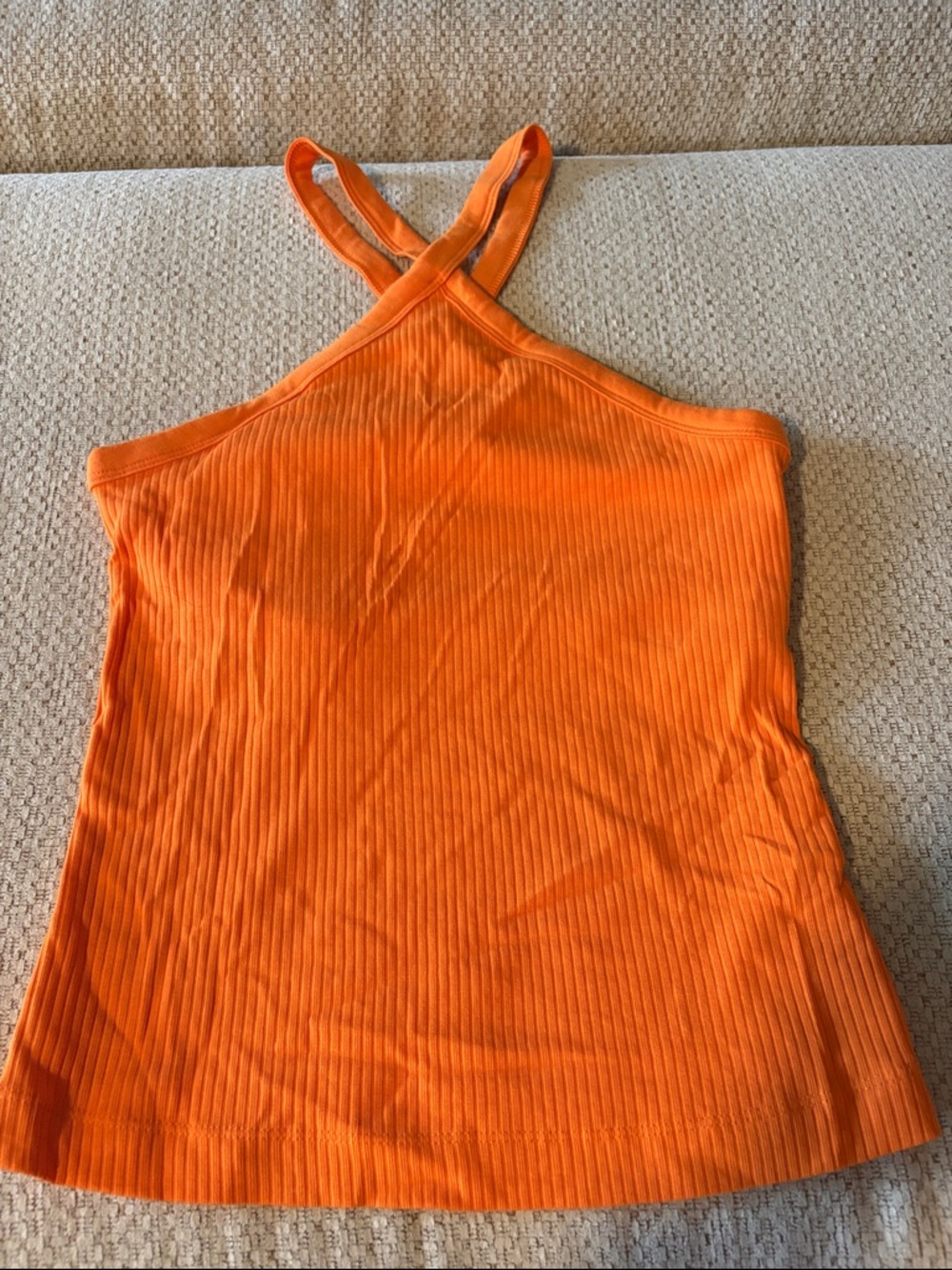 Old Navy Orange Ribbed Crossback Halter Tank